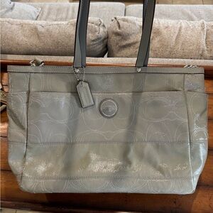 Coach Gray Patent Leather Diaper Bag